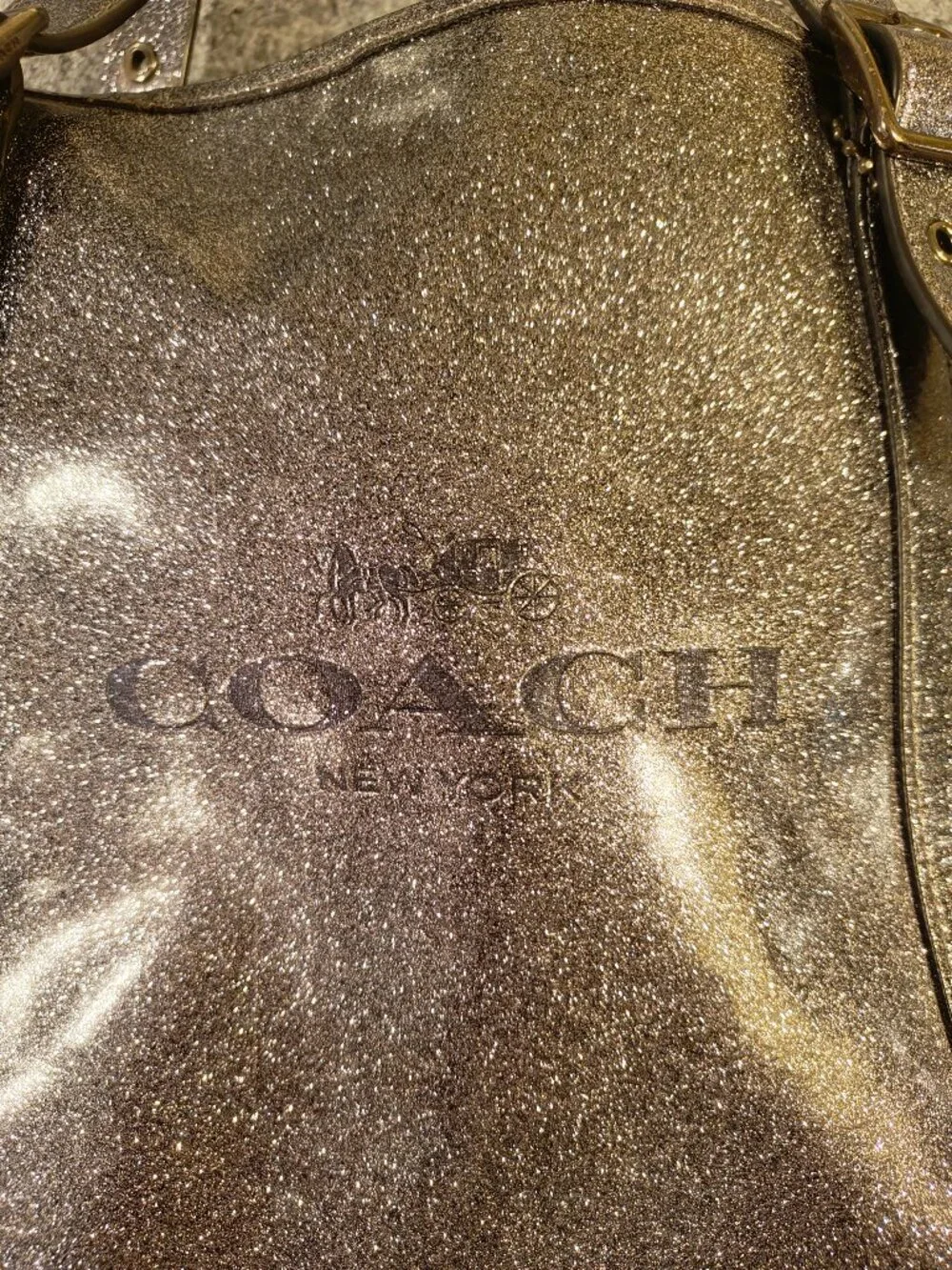 Coach Metallic Silver Leather Tote Bag - Picture 2 of 6